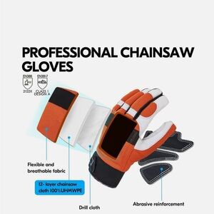 VGO 12-Layer Chainsaw Protection Goat leather Work Gloves, Mechanic Gloves